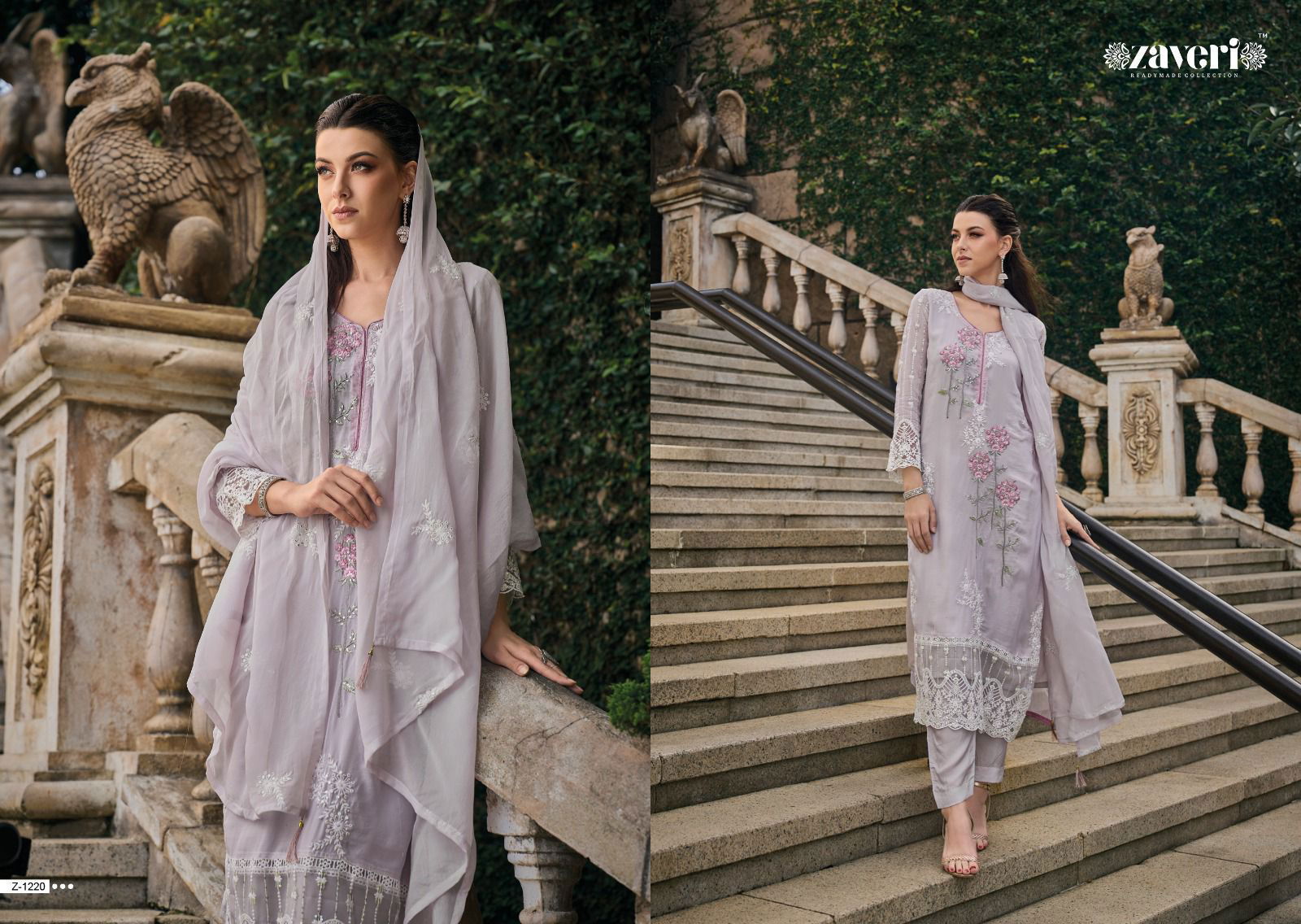 Zaveri Femina Soft Organza Designer Readymade Suits Catalog
